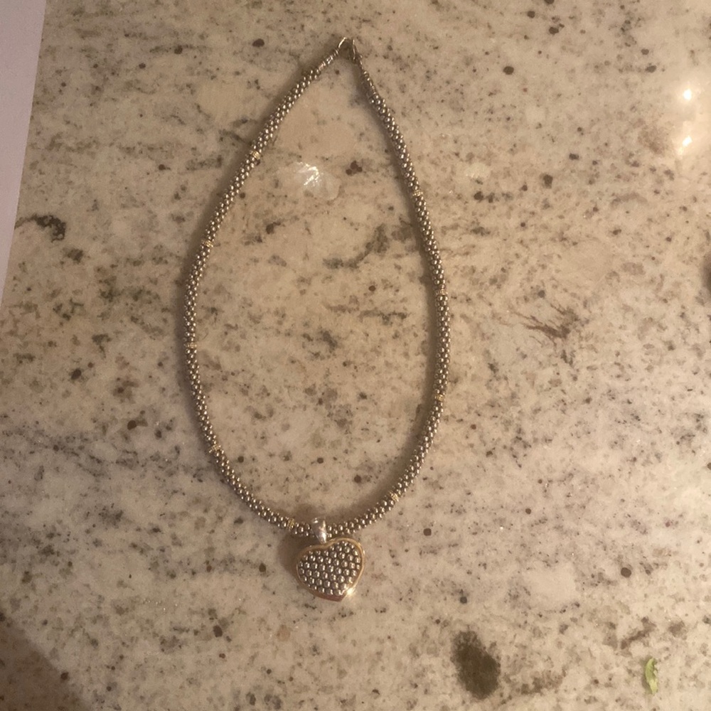 Lagos caviar heart necklace.